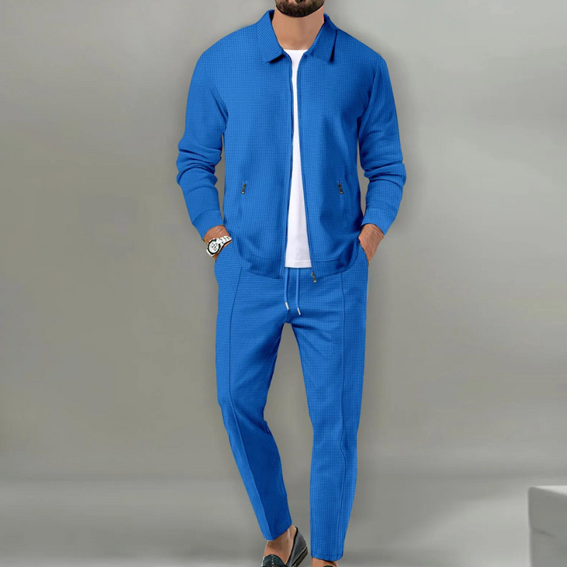 Anselm - Zweiteiliges Schlanke Passform Set mit langärmeliger Jacke mit Reißverschluss und Hose mit Kordelzug