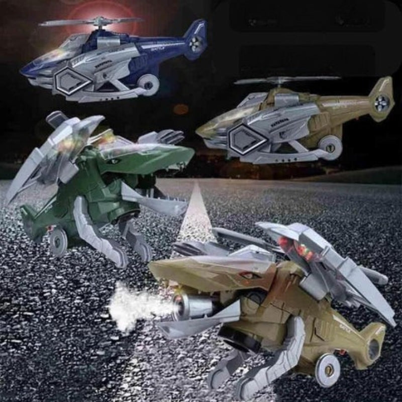 RoboRex – LED transformierendes Dinosaurier und Hubschrauberspielzeug mit Lichtern und Musik