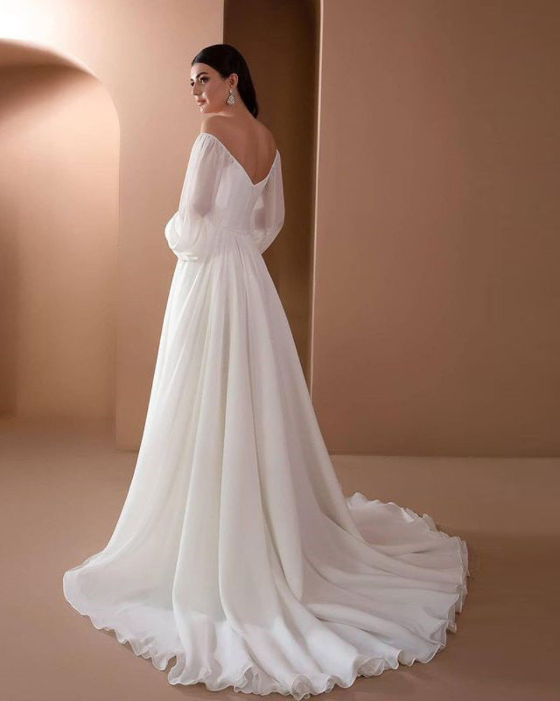 Smilla – Stylisches Schulterfrei Kleid mit langen Ärmeln und lockerer Passform