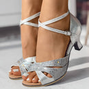 Antonia - Modische funkelnde Riemchensandalen mit rutschfester Sohle und gekreuzten Riemen