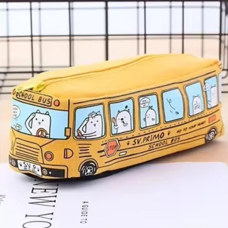 DeskZip - Kreatives Bus Federmäppchen Set mit Reißverschluss und großem Stauraum