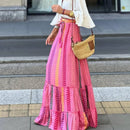 Anika – Modischer bedruckter lockere langer Blumenrock mit Rüschen und elastischer Taille