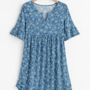 Angelika – Lässiges florales Midikleid mit V Ausschnitt und kurzen Ärmeln