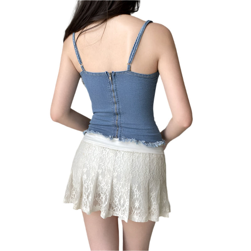Anna – Schlanke Passform Spaghettibluse mit Schleifendesign