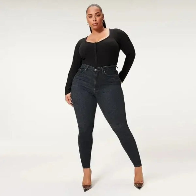 Frieda – Lässige Hohe Taille Schlanke Passform Knöchellange Hose mit Knopfta