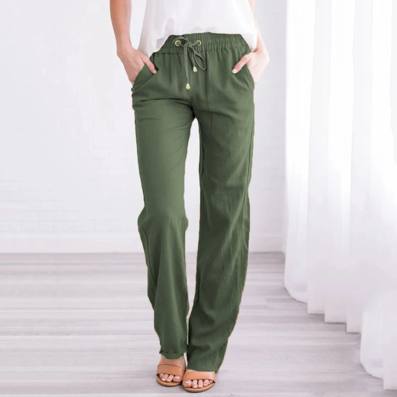 Lara - Leichte Hose mit elastischer Taille Kordelzug und Taschen