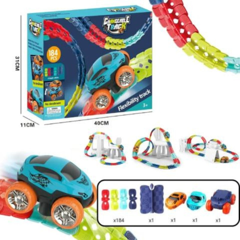 VantaRush – Flexibles LED Rennstrecken Set mit veränderbarem Layout und leuchtendem Auto