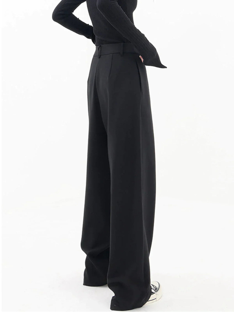 Elke – Hohe Taille weites Bein Hose mit lockerer Passform