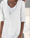 Christina - Locker sitzende Bluse mit V Ausschnitt und kurzen Ärmeln