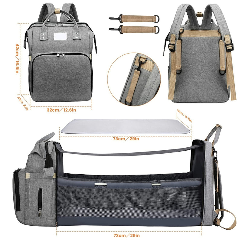 BabyNest - Tragbare Wickeltasche mit klappbarem Bett und organisierter Aufbewahrung