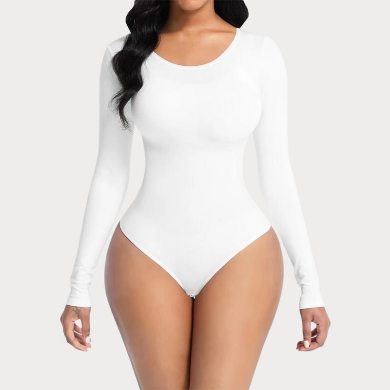 Elina – Slim Fit Langarm Bodysuit mit Rundhalsausschnitt und Bauch weg Entwerfen