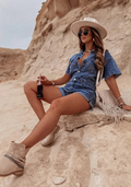 Monika - Lässiger Kurzarm Overall mit Doppeltaschen und Knopfdetail