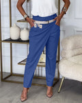Elena – Elegante drapierte Hose mit verstellbarem Schnallengürtel