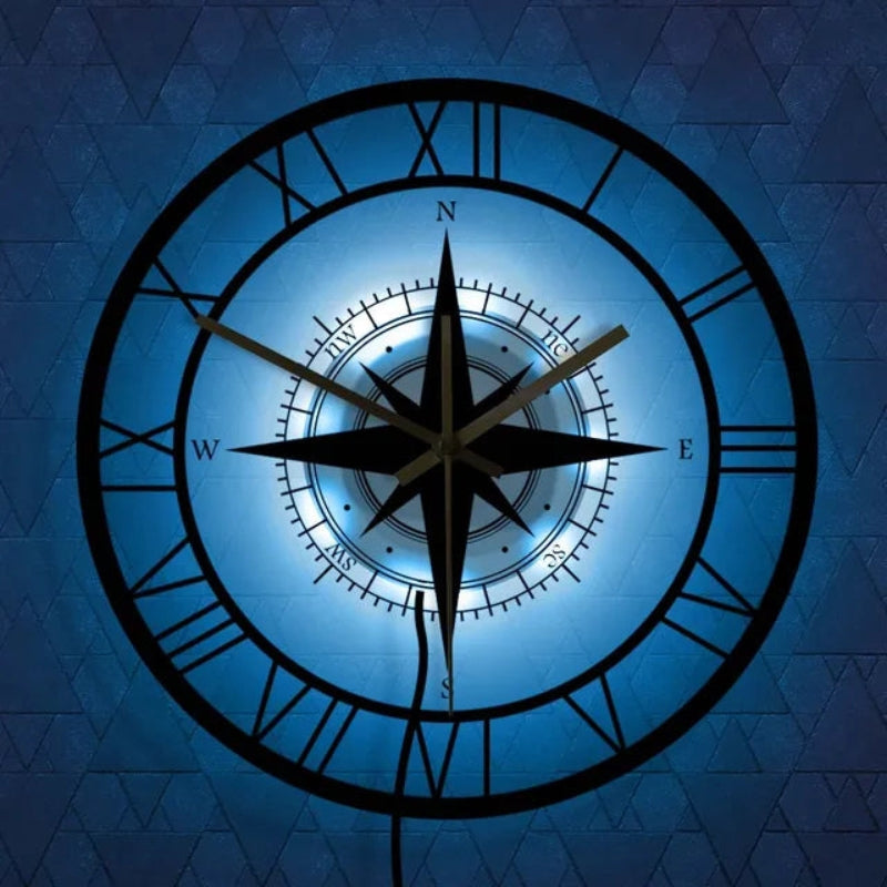 ClockHaven – Kompasskarten-Wanduhr mit Richtungsdesign für stilvolle Räume