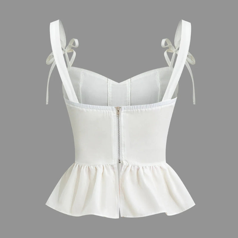 Eliane – Stylisches Top mit Schleifenträgern und verstellbarem Rückenreißverschluss