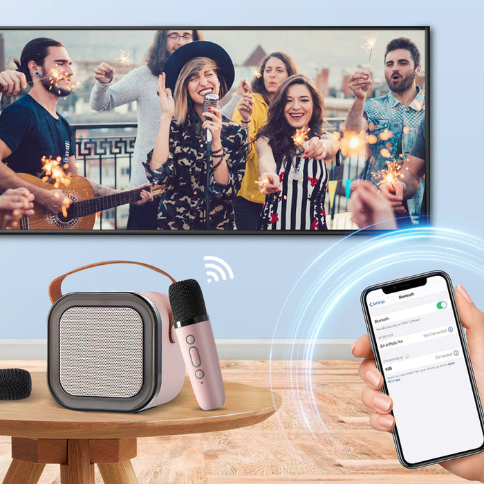 EchoTune – Mini Karaoke Lautsprecher mit kabellosen Mikrofonen für Singspaß Hause