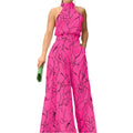 Eleni – Einzigartiger bedruckter Overall mit weitem Bein und Taschen