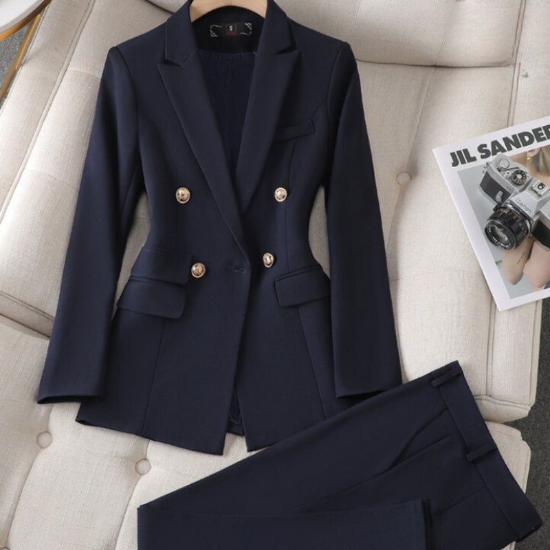 Anna – Lässiges Zweiteiler Satz mit Reversblazer und  Taschen Hosen