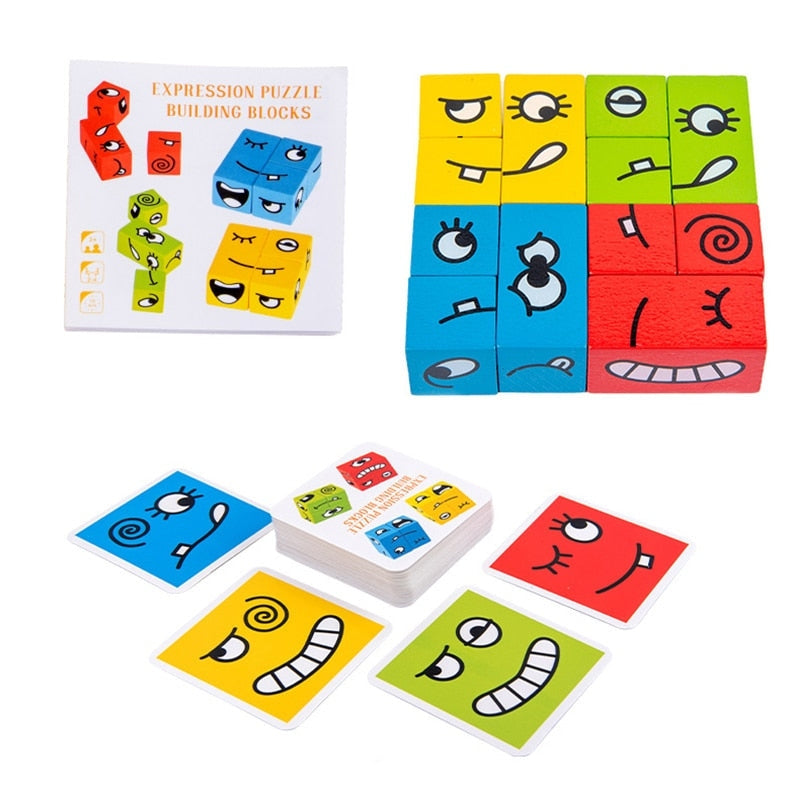 FaceForm – Ausdrucksblock-Puzzlespiel mit Emotionskarten und Zuordnungsherausforderung