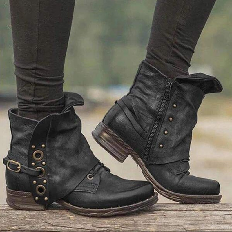 Leonie – Lässige rutschfeste Stiefeletten mit seitlichem Reißverschluss