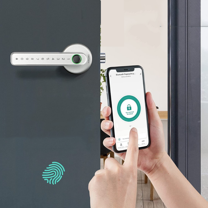 TouchFort – Intelligentes Fingerabdruck Türschloss mit Griff und schlüssellosem Zugang