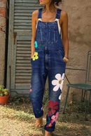 Zelie – Jumpsuit mit weitem Bein und Blumenmuster verstellbaren Trägern und Taschen