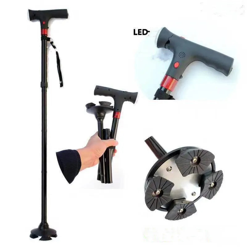 SureGlide – Faltbarer Gehstock mit LED Licht und Alarm