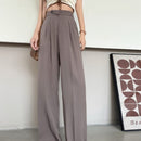 Alina – Elegante Hohe Taille Hose mit Doppelknopfle und weitem Bein