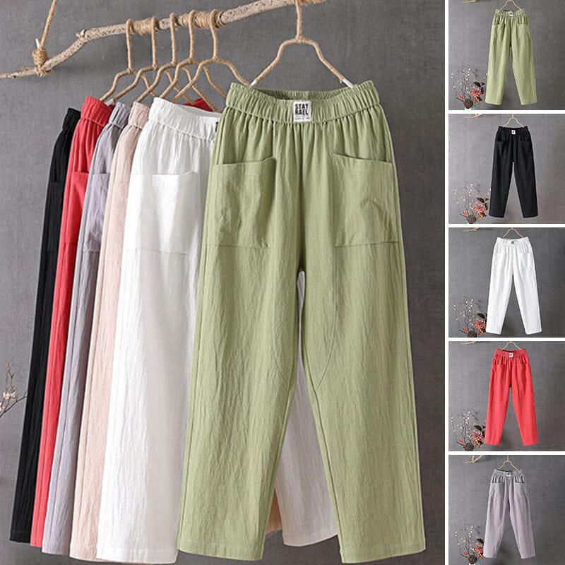 Esra - Lockere Passform Hosen mit elastischem Bund und Taschen