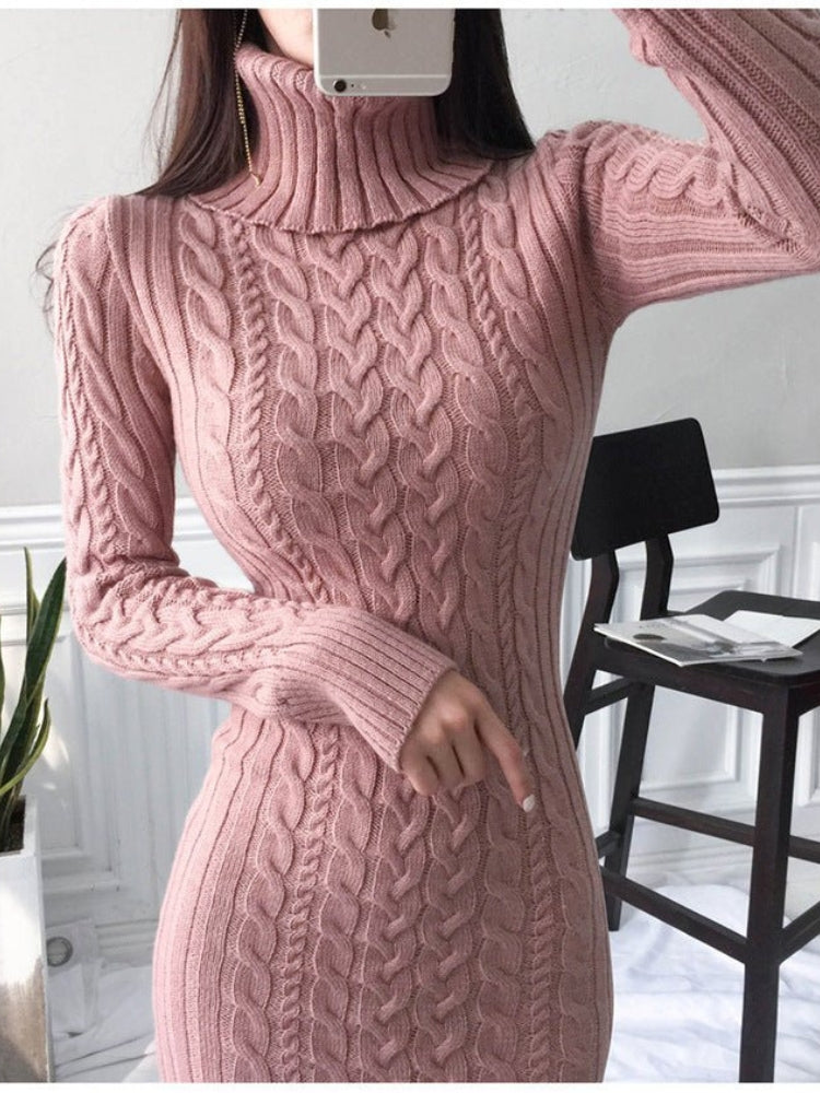 Luisa - Elegantes Schlanke Passform Rollkragenkleid mit langen Ärmeln