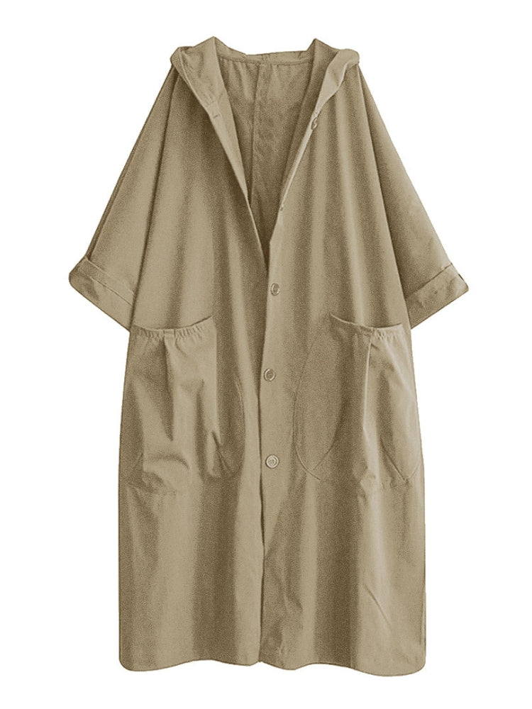 Bianca – Lässiger Kapuzen Trenchcoat mit langen Ärmeln und Knöpfen