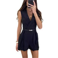 Celina - Modischer ärmelloser Jumpsuit mit V Ausschnitt und Gürtel