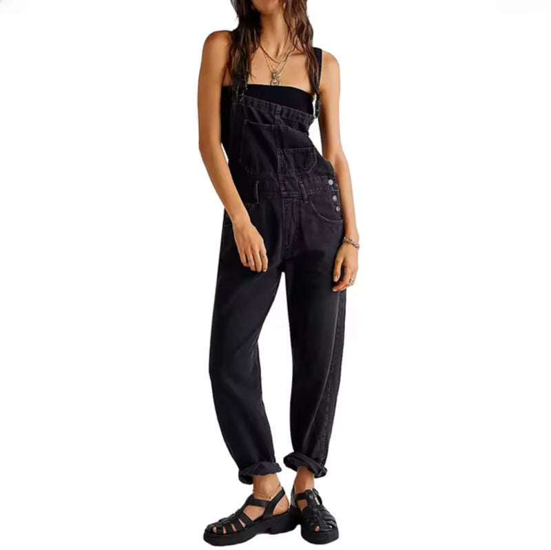 Mia – Eleganter Lockerer Denim Jumpsuit