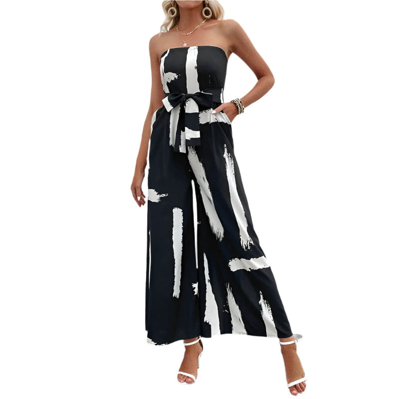 Tabea – Stylischer Of Schulter Jumpsuit mit weitem Bein und Taschen