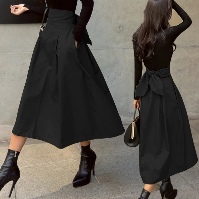 Enya – Stylischer Schleifenrock mit hoher Taille und Taschen