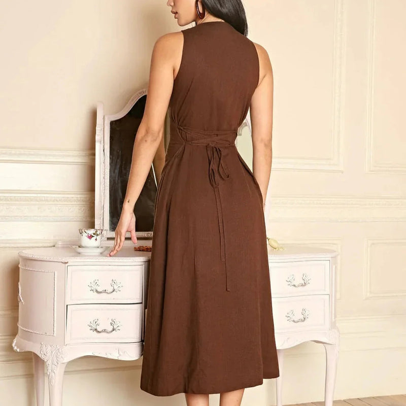 Anna - Elegantes Hemdkleid mit Knöpfen und Seitentaschen für einen raffinierten Look