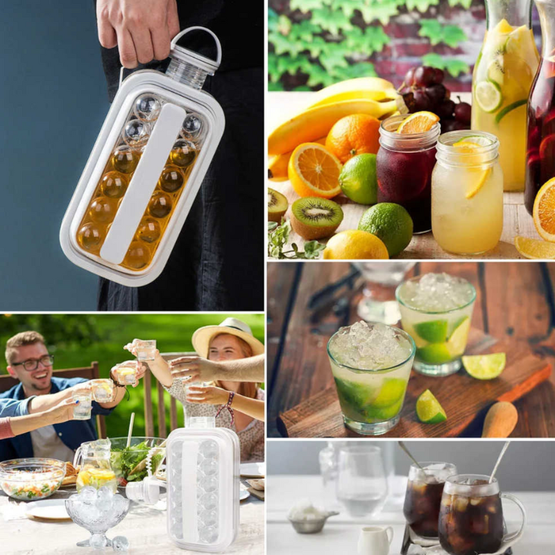 CoolSphere – Tragbare Eiswürfelbereiterflasche mit runden Eisformen