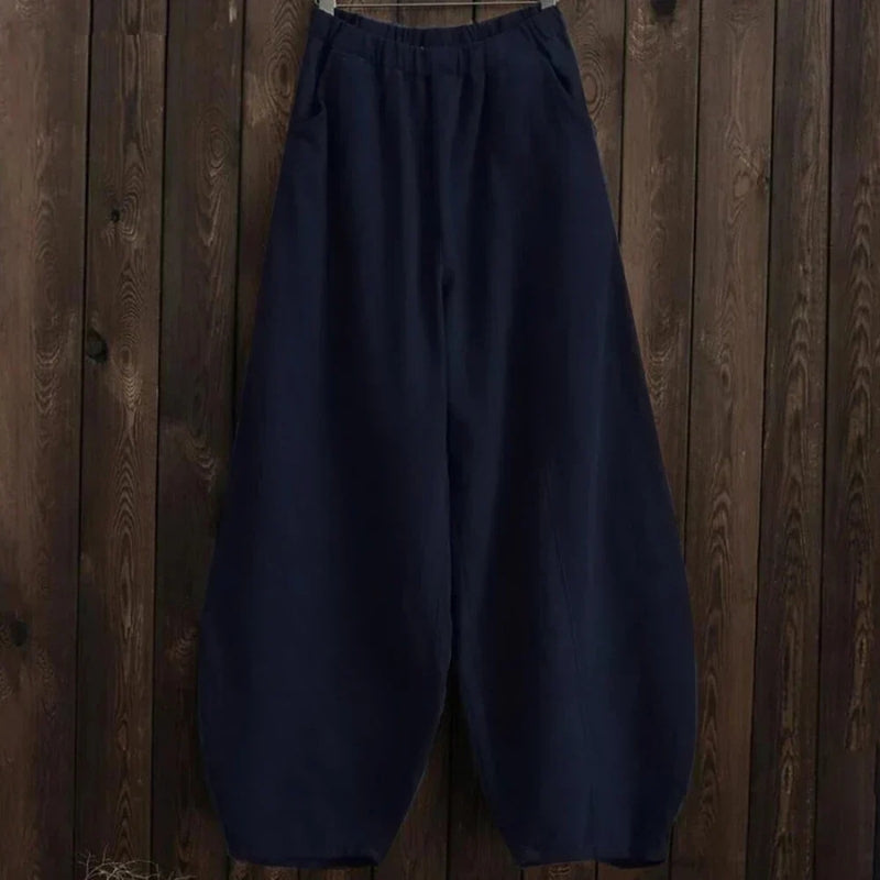 Tabea – Leichte Lockere Passform Weites Bein Hose mit Taschen
