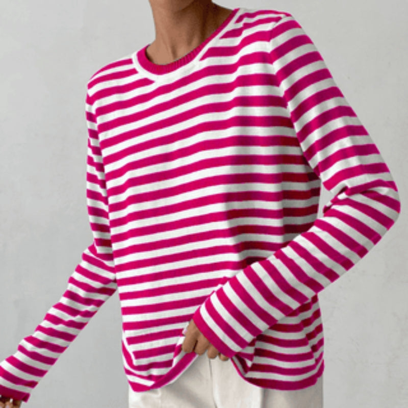 Cornelia – Eleganter Streifenpullover mit Rundhalsausschnitt und langen Ärmeln