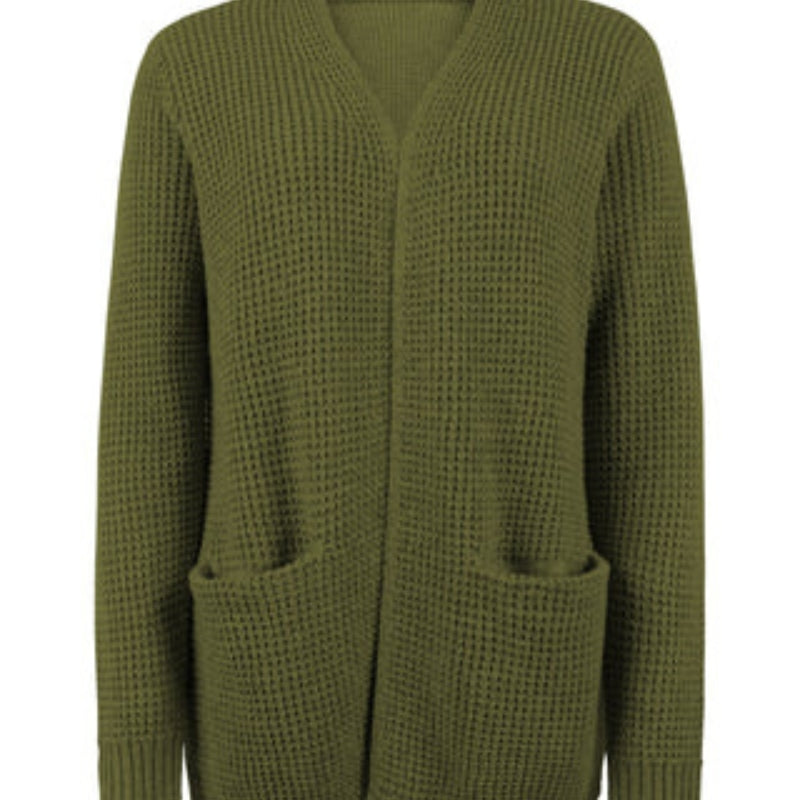 Silke – Vorne offener Langarm Strickjacke mit Taschen und lockerer Passform