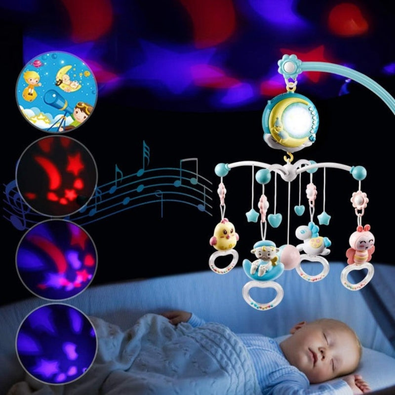 DreamBuds – Mobile fürs Kinderbett mit hängendem Spielzeug sanfter Musik und ferngesteuerten Nachtlichtern