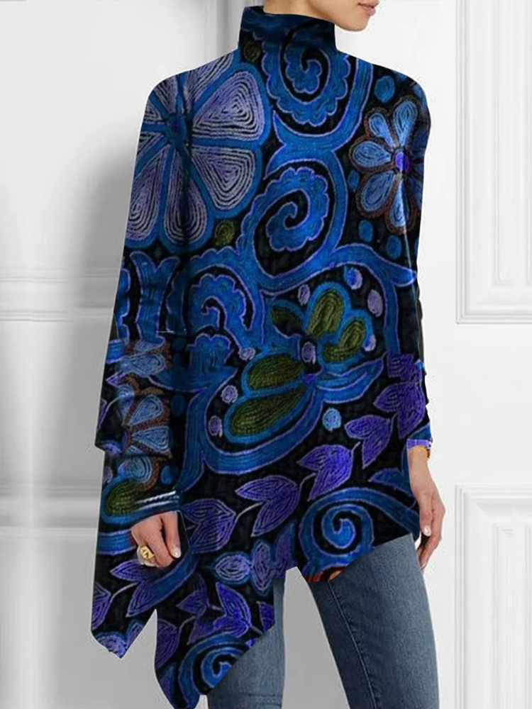 Emilia – Modische Lockere Passform Rollkragenbluse mit langen Ärmeln