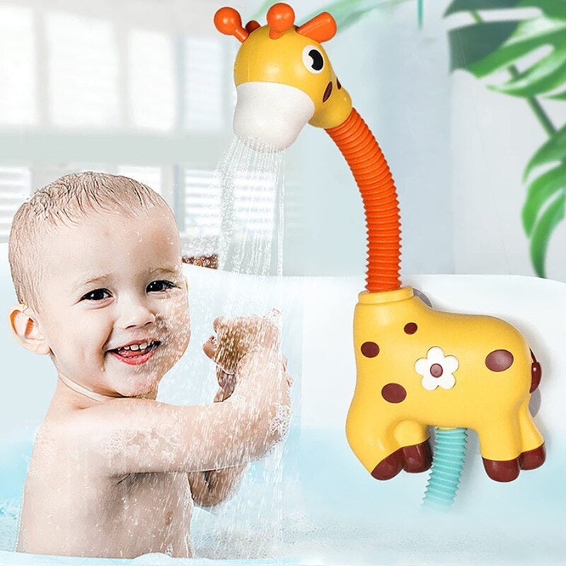 SplashNeck – Rotierendes Giraffen Badewannen Sprühspielzeug mit Dusch und Springbrunnenspiel