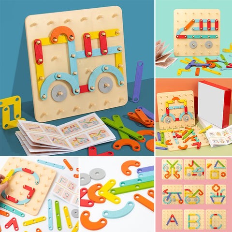PuzzleCraft – Pädagogisches Puzzle Spielbrett mit geometrischen Formen und passenden Karten