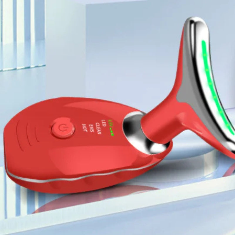 SkinVibe – Anti Falten Facelift Massagegerät mit LED Lichttherapie für Gesicht und Hals