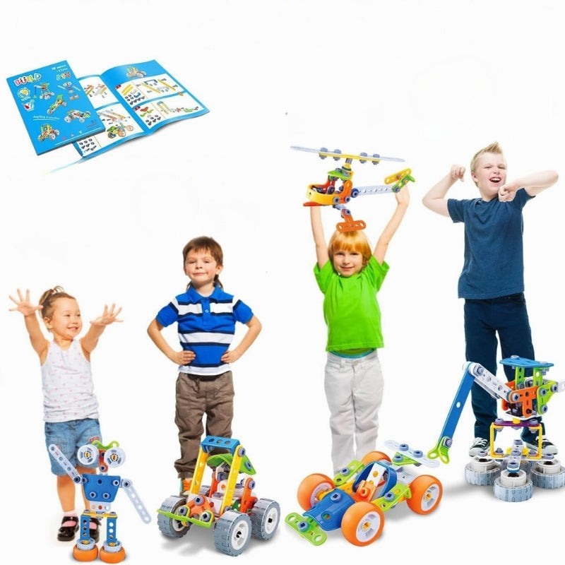 CreatiBuild - Bauklotz Set für Kinder mit Aufbewahrungsbox und kreativem Konstruktionsspiel