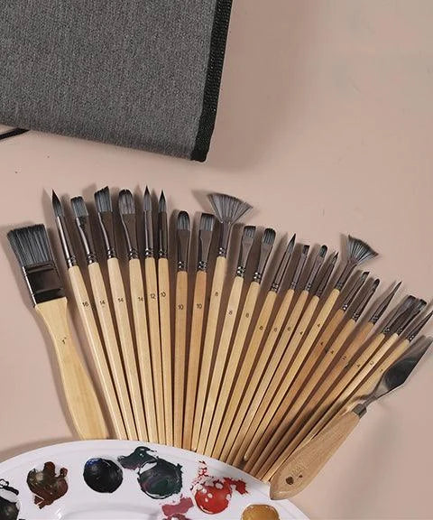 ArtistryPro - 24 teiliges Künstlerpinsel Set für Acryli Öl und Aquarellfarben