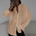 Elena - Langärmliges Paillettenhemd mit Reversdesign und Button-Down-Verschluss