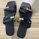 Andrea - Bequeme flache Pantoffeln mit offener Spitze und rutschfestem Gestaltung