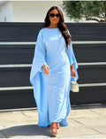 Rhea – Lässiges Cape-Ärmel-Kleid  Mit hohem Halsausschnitt und bodenlanger Länge